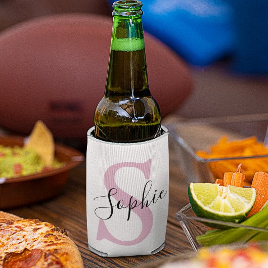 Monogramm mit neuem Personalisierten Namen Pink Dosenkühler