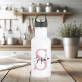 Monogramm mit neuem Personalisierten Namen Pink Edelstahlflasche