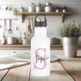 Monogramm mit neuem Personalisierten Namen Pink Edelstahlflasche