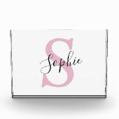 Monogramm mit neuem Personalisierten Namen Pink Fotoblock (Vorderseite)