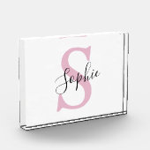 Monogramm mit neuem Personalisierten Namen Pink Fotoblock (Links)