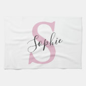 Monogramm mit neuem Personalisierten Namen Pink Geschirrtuch (Horizontal)