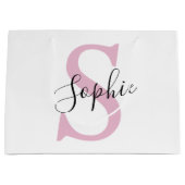 Monogramm mit neuem Personalisierten Namen Pink Große Geschenktüte (Vorderseite)