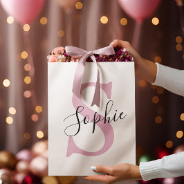Monogramm mit neuem Personalisierten Namen Pink Große Geschenktüte