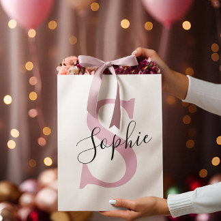Monogramm mit neuem Personalisierten Namen Pink Große Geschenktüte