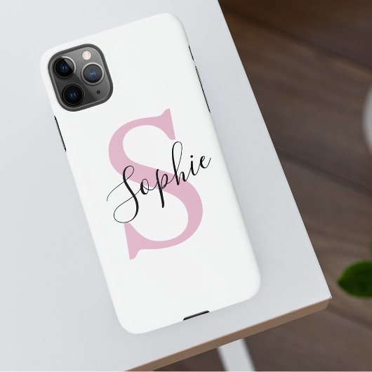 Monogramm mit neuem Personalisierten Namen Pink iPhone Hülle