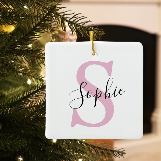 Monogramm mit neuem Personalisierten Namen Pink Keramikornament