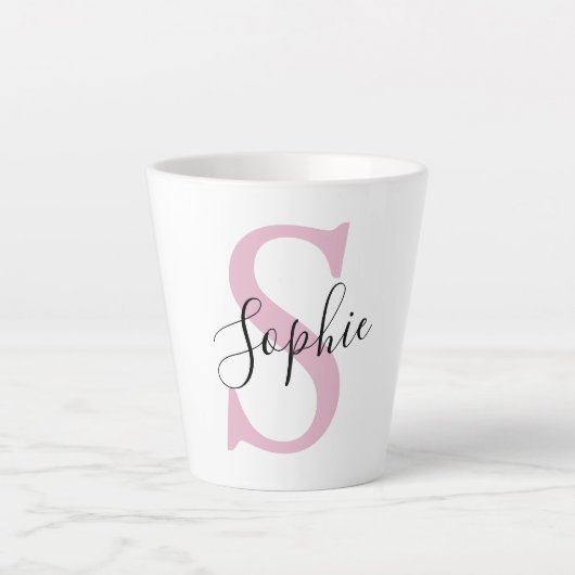 Monogramm mit neuem Personalisierten Namen Pink Milchtasse (Vorderseite)