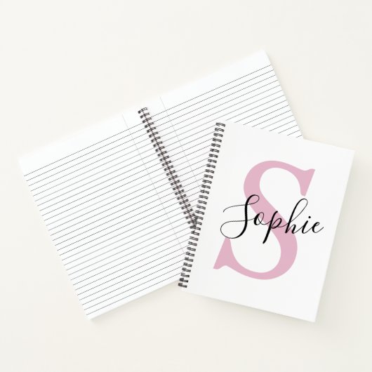 Monogramm mit neuem Personalisierten Namen Pink Notizblock (Innenseite)