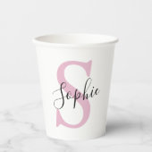 Monogramm mit neuem Personalisierten Namen Pink Pappbecher (Vorderseite)