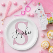 Monogramm mit neuem Personalisierten Namen Pink Pappteller (Party)