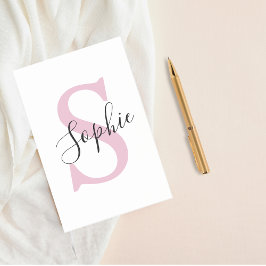 Monogramm mit neuem Personalisierten Namen Pink Post-it Klebezettel