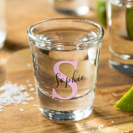 Monogramm mit neuem Personalisierten Namen Pink Schnapsglas