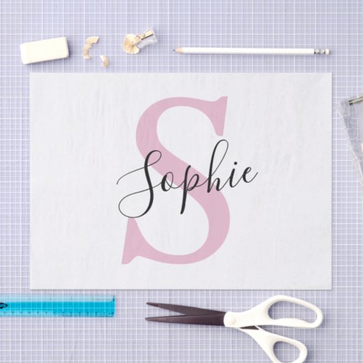 Monogramm mit neuem Personalisierten Namen Pink Seidenpapier (Handwerk)
