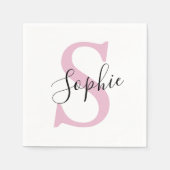 Monogramm mit neuem Personalisierten Namen Pink Serviette (Vorderseite)