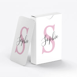 Monogramm mit neuem Personalisierten Namen Pink Spielkarten
