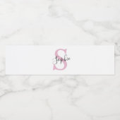 Monogramm mit neuem Personalisierten Namen Pink Wasserflaschenetikett (Einzelnes Label)