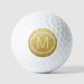 Monogramm mit optionaler Grenz- und Goldfarbe Golfball (Vorderseite)