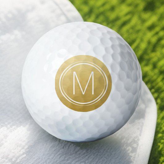 Monogramm mit optionaler Grenz- und Goldfarbe Golfball