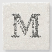 Monogramm mit Paisley-Overlay Steinuntersetzer (Vorderseite)