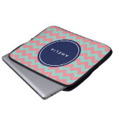 Monogramm mit personalisiertem Namen Light Blue & Laptopschutzhülle (Vorne Knopf)