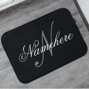 Monogramm mit Personalisiertem Schwarz und Weiß Badematte