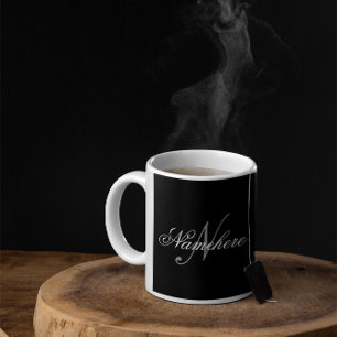Monogramm mit Personalisiertem Schwarz und Weiß Kaffeetasse