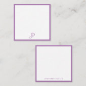 Monogramm mit personalisierter Lavendelfarbe Mitteilungskarte (Vorne/Hinten)