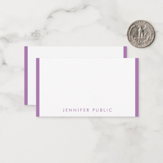 Monogramm mit personalisierter Lavendelfarbe Mitteilungskarte (Vorderseite/Rückseite Beispiel)