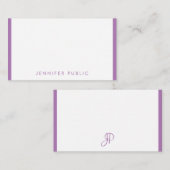 Monogramm mit personalisierter Lavendelfarbe Mitteilungskarte (Vorne/Hinten)