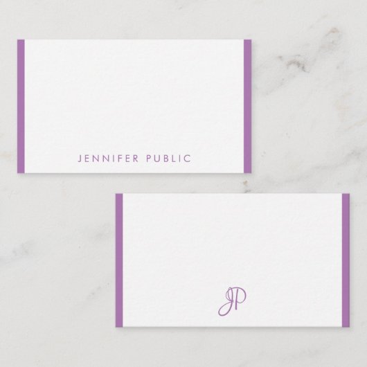 Monogramm mit personalisierter Lavendelfarbe Mitteilungskarte (Vorne/Hinten)