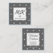 Monogramm mit Polka Dots Quadratische Visitenkarte (Vorne/Hinten)
