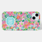 Monogramm mit rosa Blumenmuster Case-Mate iPhone Hülle (Rückseite (Horizontal))