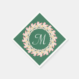 Monogramm mit rosa Rosen und Aquarellrahmen Serviette