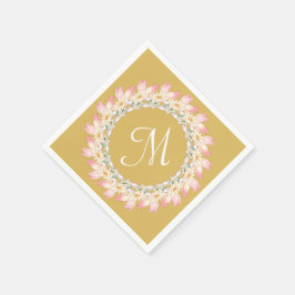 Monogramm mit rosa Rosen und Aquarellrahmen Serviette