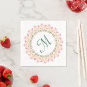 Monogramm mit rosa Rosen und Aquarellrahmen Serviette (Beispiel)