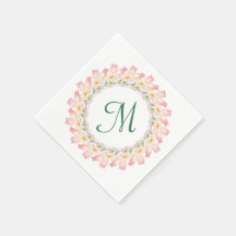 Monogramm mit rosa Rosen und Aquarellrahmen