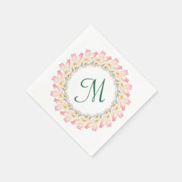 Monogramm mit rosa Rosen und Aquarellrahmen Serviette