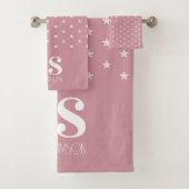 Monogramm mit rosa Sternen Badhandtuch Set (Insitu)
