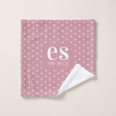 Monogramm mit rosa Sternen Badhandtuch Set (Waschlappen)