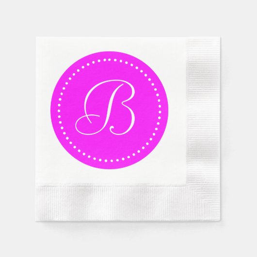 Monogramm mit rosa/weißen Punkten Serviette (Vorderseite)