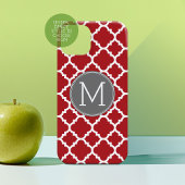 Monogramm mit rotem und grauem geometrischem Muste Case-Mate iPhone Hülle