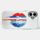 Monogramm mit roter, weißer und blauer Tropffarbe Case-Mate iPhone Hülle (Rückseite (Horizontal))