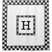 Monogramm mit Schwarz-weißem Buffalo-Karo-Grenze Duschvorhang (Vorderseite)