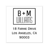 Monogramm mit schwarz-weißem Rücksendeadresse Permastempel (Design)