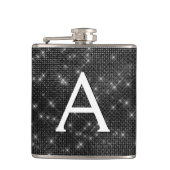 Monogramm mit schwarzem und weißem Sparkle und Anf Flachmann (Vorderseite)