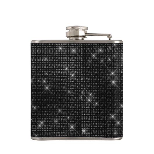 Monogramm mit schwarzem und weißem Sparkle und Anf Flachmann (Rückseite)