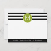 Monogramm mit schwarzem und weißem Streifen Vielen Einladung (Vorderseite)