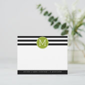 Monogramm mit schwarzem und weißem Streifen Vielen Einladung (Stehend Vorderseite)