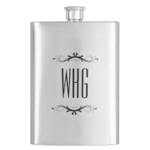 Monogramm mit schwarzen Akzenten Flachmann